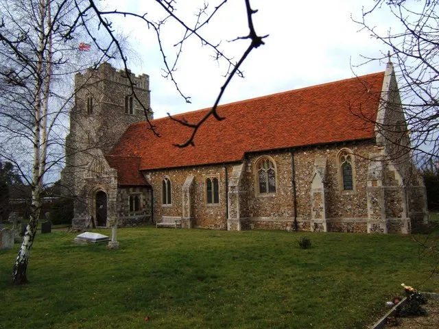 St Mary The Virgin, Salcott-cum-Virley. The tower and porch date from the 15th century; however, the body of the church was rebuilt after the 1884 Great Colchester Earthquake. This tremor is estimated to have been 6.9 on the Richter scale, one of the most destructive quakes ever recorded in the UK. Nearby Virley church, also dedicated to St Mary, was never rebuilt - see http://website.lineone.net/~tolin/Pictures/SalcottVilrleyRuins.htm this is in square TL9413