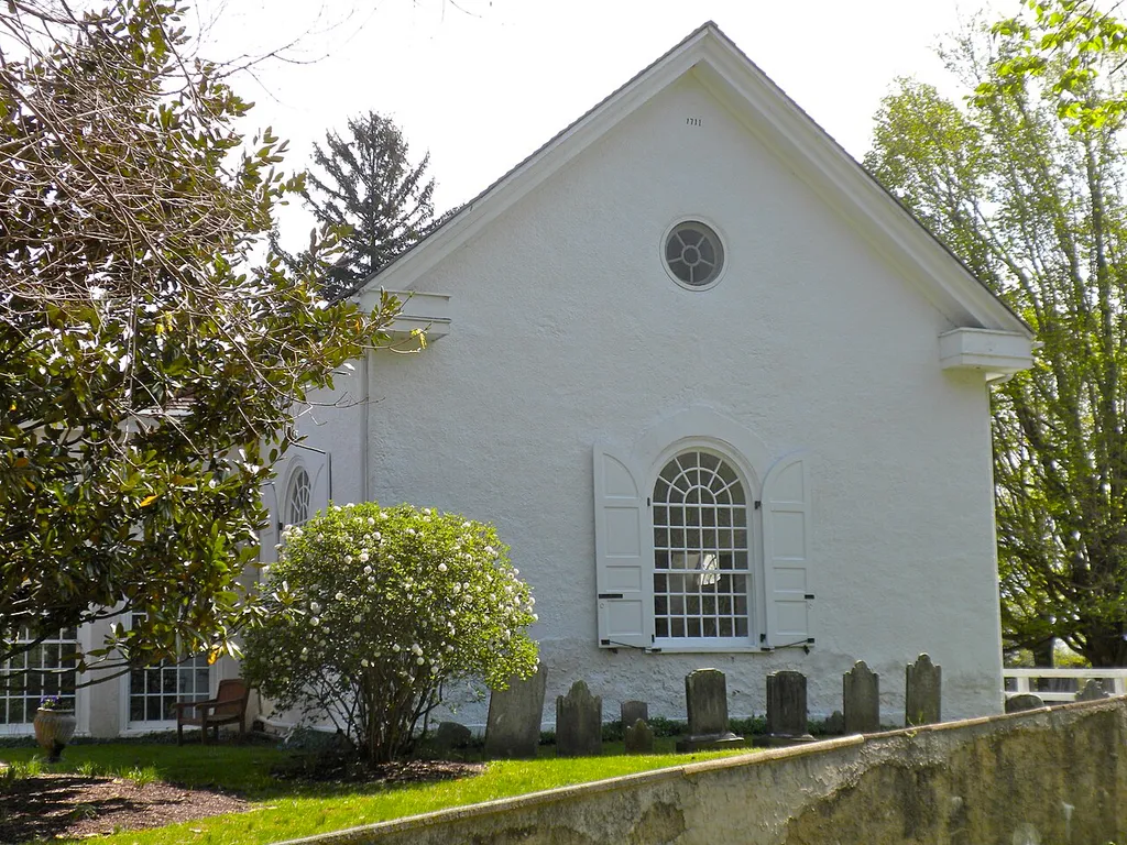 St. Peter's Church in the Great Valley, on NRHP since November 21, 1977. Located south of Phoenixville off Pennsylvania Route 423 (Church Road at St. Peter's Road) in East Whiteland Township, Chester County, PA. Building dated 1711 in iron letters, other parts 1852. Involved in aftermath of Battles of Brandywine and the Paoli Massacre, 1777. Graves of both British and Continental troops there. Still an Anglican (Episcopal) Church.