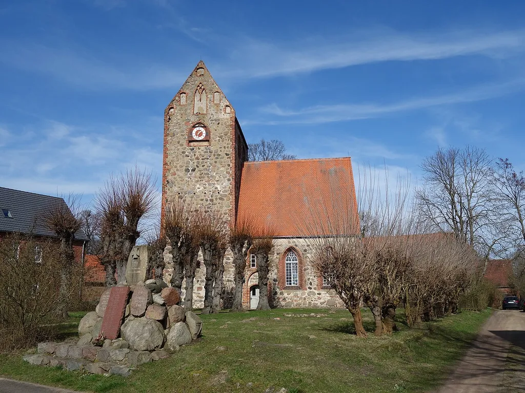 Southern view of church in Zernitz, Zernitz-Lohm municipality, Ostprignitz-Ruppin district, Brandenburg state, Germany