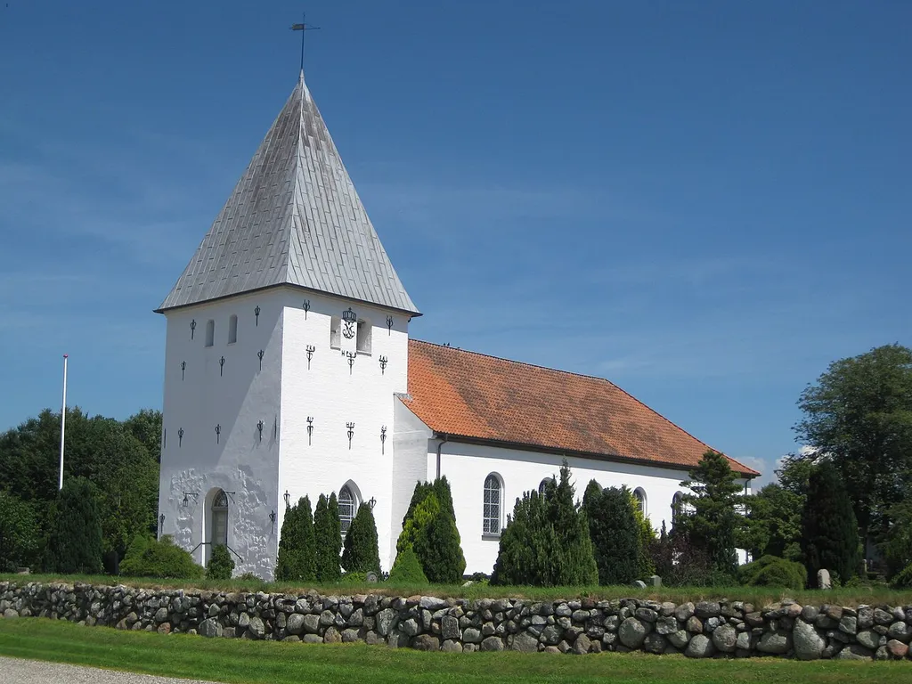 The church "Vejstrup Kirke" in the village "Sjølund". The village is located in South-Central Jutland (in south Denmark).