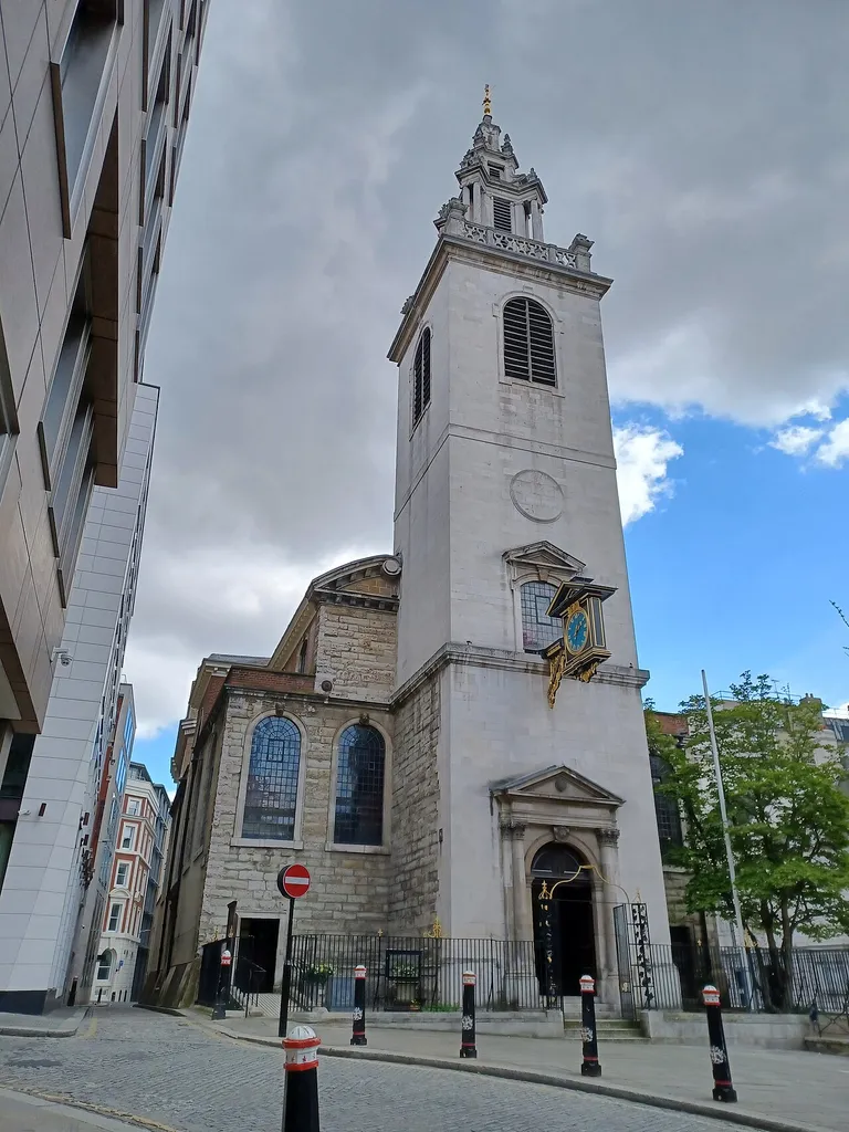 St James Garlickhythe Church, Garlick Hill, City of London. 1674-1687 by Sir Christopher Wren, Grade I listed. .mw-parser-output .messagebox{margin:4px 0;width:auto;border-collapse:collapse;border:2px solid var(--border-color-progressive,#6485d1);background-color:var(--background-color-neutral-subtle,#fbfcff);color:var(--color-base,#202122);box-sizing:border-box;border-inline-start-width:8px}.mw-parser-output .messagebox.mbox-small{font-size:88%;line-height:1.25em}.mw-parser-output .mbox-warning,.mw-parser-output .mbox-speedy{border:2px solid var(--border-color-error,#b22222);background:var(--background-color-error-subtle,#ffdbdb);border-inline-start-width:8px}.mw-parser-output .mbox-serious,.mw-parser-output .mbox-delete,.mw-parser-output .mbox-stop{border:2px solid var(--border-color-error,#b22222);border-inline-start-width:8px}.mw-parser-output .mbox-issue,.mw-parser-output .mbox-content{border:2px solid #f28500;background:var(--background-color-warning-subtle,#ffe);border-inline-start-width:8px}.mw-parser-output .mbox-query,.mw-parser-output .mbox-style{border:2px solid #f4c430;background:var(--background-color-warning-subtle,#ffe);border-inline-start-width:8px}.mw-parser-output .mbox-shit{border:2px solid #960;border-inline-start-width:8px}.mw-parser-output .mbox-license{border:2px solid #88a;border-inline-start-width:initial}.mw-parser-output .mbox-legal{border:2px solid var(--border-color-notice,#666);background:var(--background-color-base,#fff);border-inline-start-width:8px}.mw-parser-output .mbox-honor{border:2px solid #ca3;background:var(--background-color-warning-subtle,#fcf4db);border-inline-start-width:8px}.mw-parser-output .mbox-growth{border:2px solid #8d4;background:var(--background-color-success-subtle,#d5fdf4);border-inline-start-width:8px}.mw-parser-output .mbox-move{border:2px solid #93c;border-inline-start-width:8px}.mw-parser-output .mbox-protection,.mw-parser-output .mbox-message{border:2px solid var(--border-color-base,#aaa);border-inline-sta