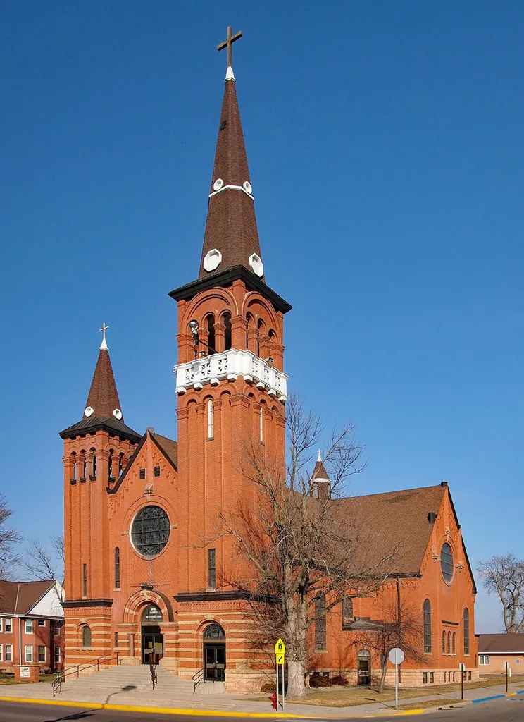 Church of St. Adrian (Catholic), Adrian, Minnesota, USA This is an image of a place or building that is listed on the National Register of Historic Places in the United States of America. Its reference number is 80002094 (Wikidata).