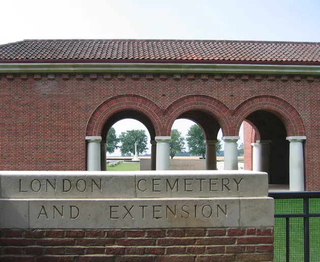 London Cemetery and Extension, at High Wood near Longueval, France, entrance