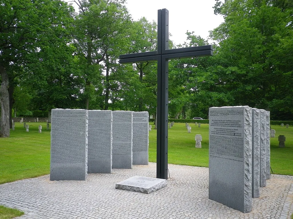 Cemetary of World War II victims, Kudjape, Saaremaa, Estonia. Monument to German soldiers