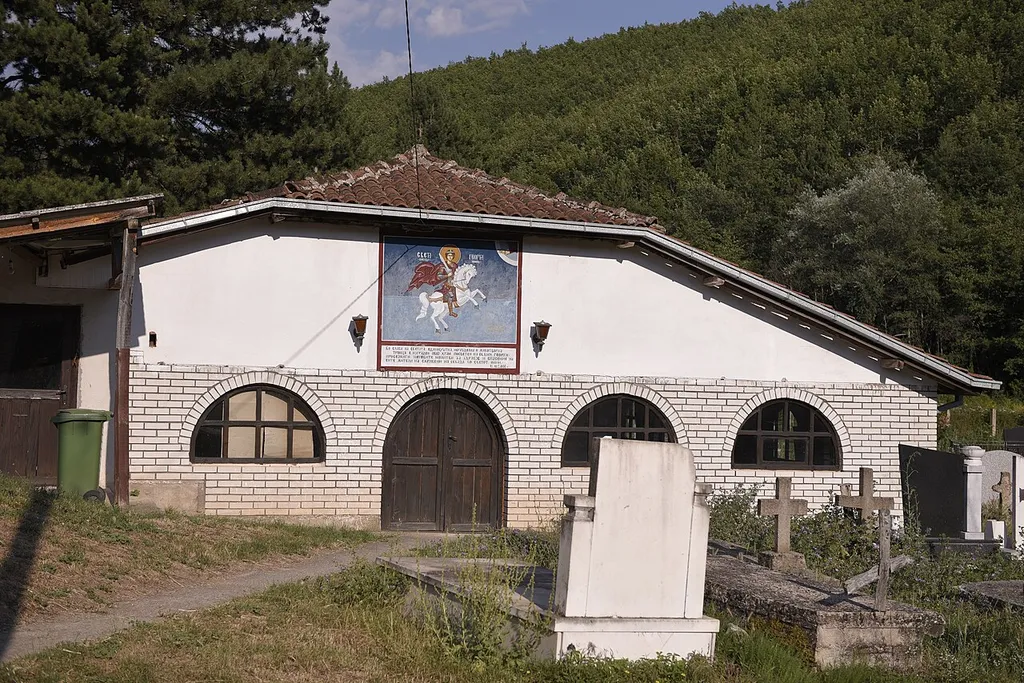 The St. George Church and the cemetery in the village of Kriveni, Resen Municipality.