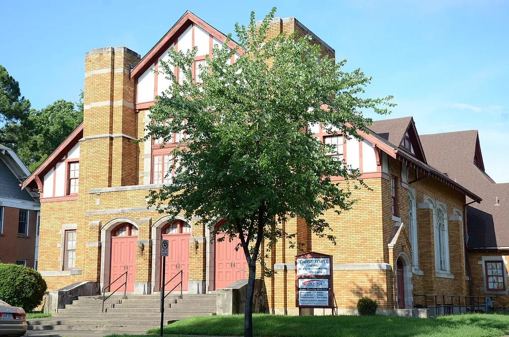 The former Central Presbyterian Church, Little Rock, Arkansas. As of 2023, home to Christ Temple Cathedral, an independent African-American church.