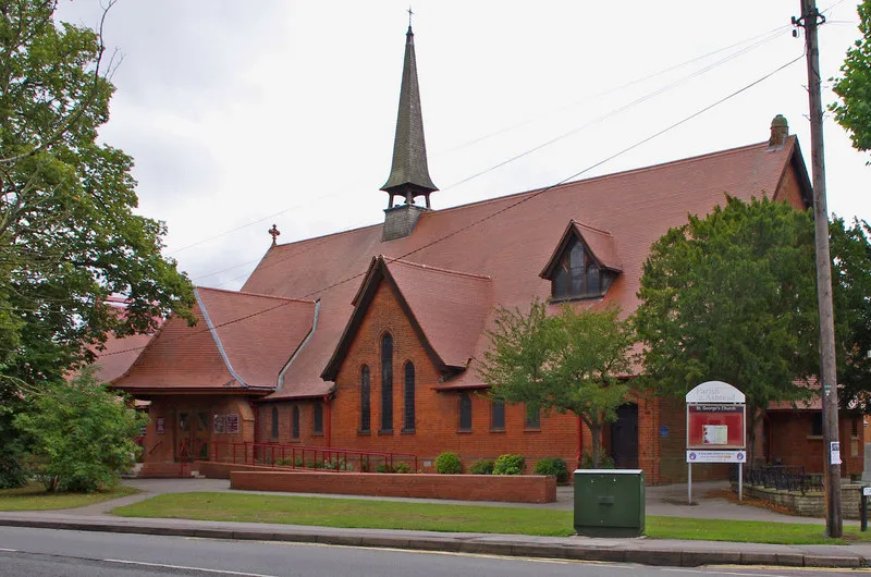 St George's parish church, Barnett Wood Lane, Lower Ashtead, Surrey, seen from the west