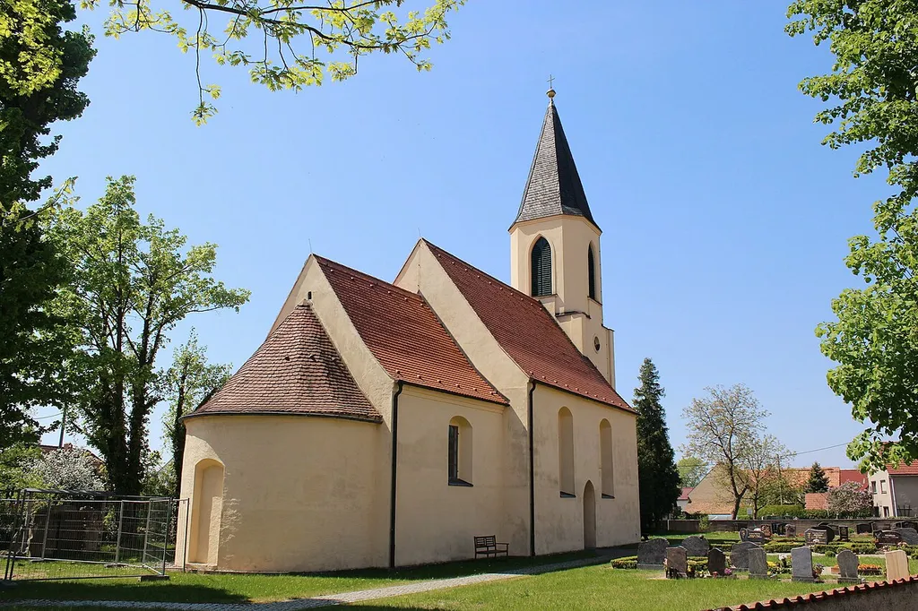 The village church of Strauch in Saxony. The Belltower was built in the year 1864.