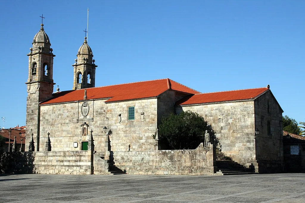 Viwe of the Saint Benedict church, in Fefiñáns quarter, Cambados, Pontevedra, Galicia, Spain.