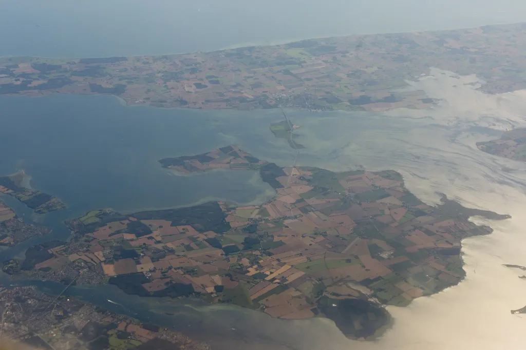 Aerial view of Tåsinge during a flight from ARN to CDG.