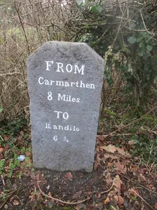 Milestone opposite to Llanarthney Church