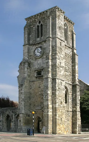 Holyrood Church, Southampton Mostly destroyed during the raids in the 1940s, the tower is preserved as a monument to the merchant seaman who have lost their lives at sea.