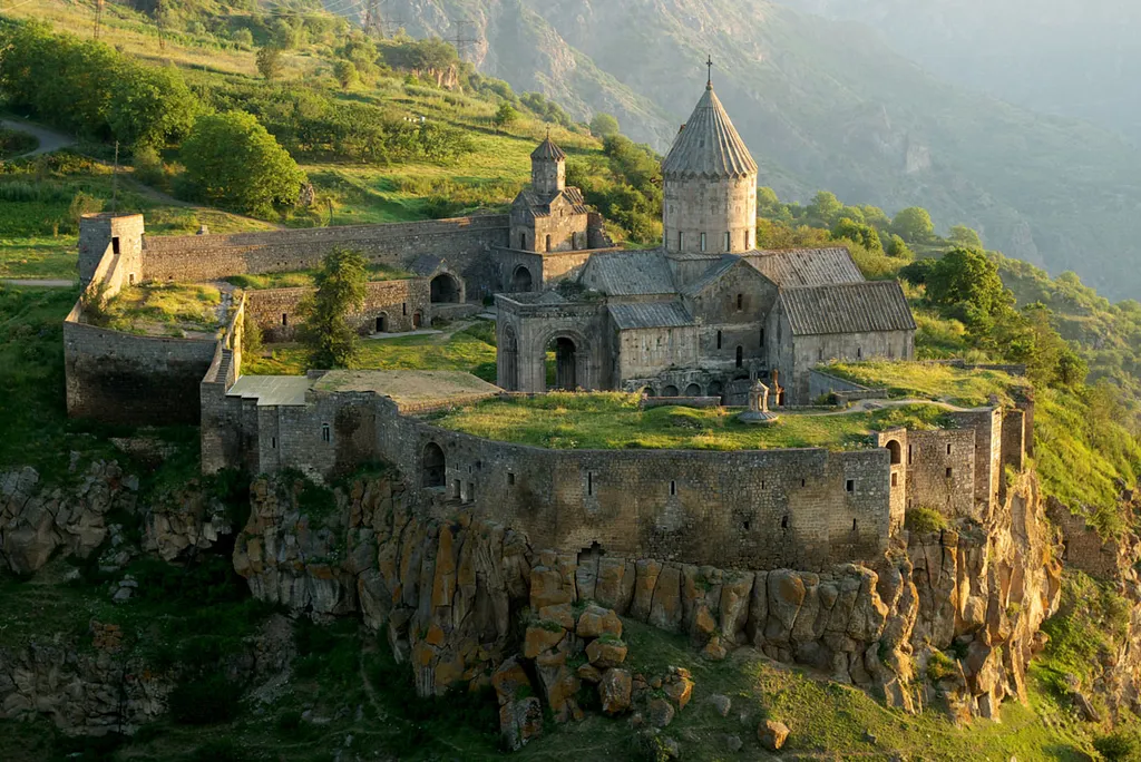 A view of the 9th century Armenian Monastery of Tatev in southern Armenia.