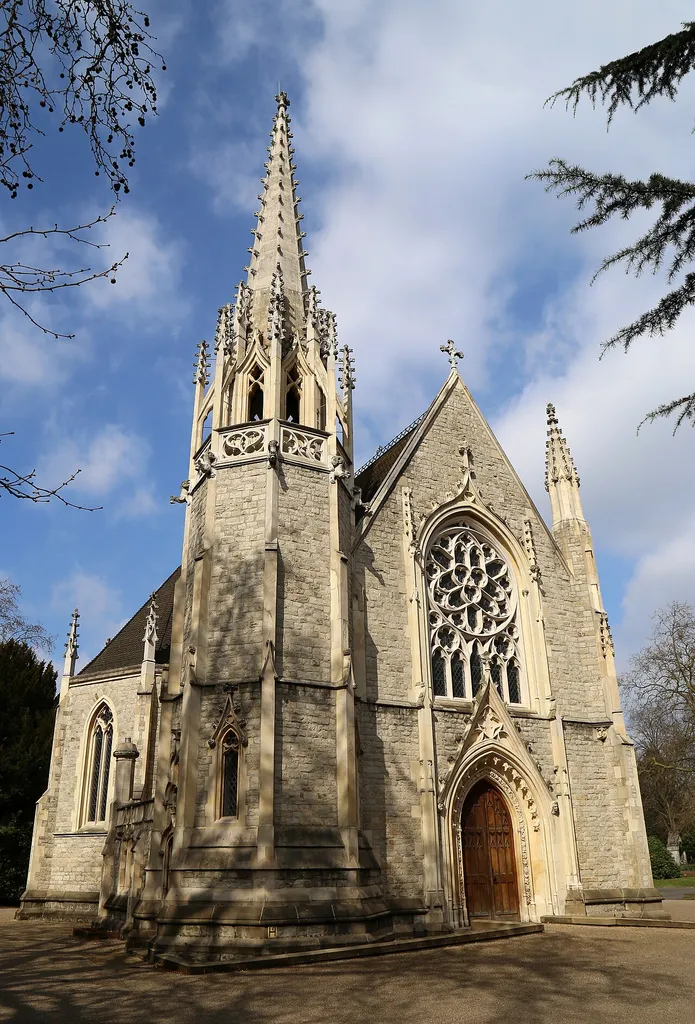 Church of England chapel in the City of London Cemetery, London E12, seen from the southwest