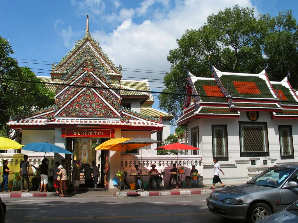 Entrance to Wat Bowonnivet, Bangkok Thailand