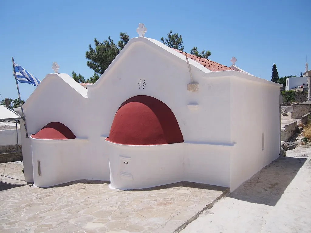 The church of Virgin Mary and Saint Nikolaus at Anatoli, Crete. The aisle of Virgin Mary (the south one) is the oldest.