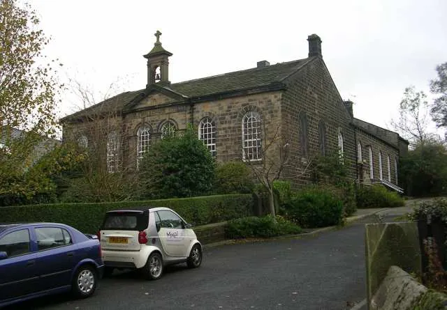 Lees Methodist Church, Haworth Road, Lees, West Yorkshire. Built as a Wesleyan School in 1844; converted into a church in 1873.