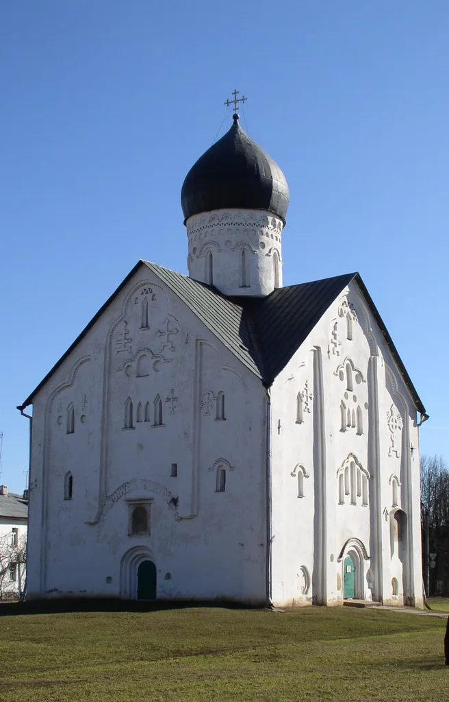 Transfiguration of the Christ church in the Ilyina street (1374), Velikiy Novgorod, Russia. Inside there are numerous frescoes by en:Theophanes the Greek