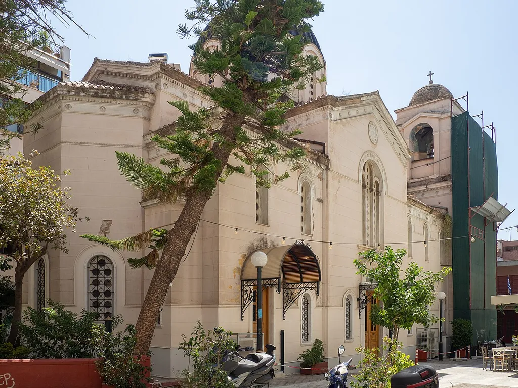 The exterior view of the church of Nativity of Jesus in Athens. It was built in mid 19th century.