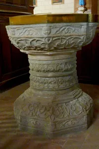 Baptismal font of Église Saint-Pierre-Saint-Paul de Jouy-sur-Morin