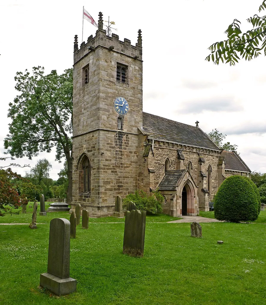 St Oswald's Church of England Church in Collingham, West Yorkshire. Viewed from the South West. Taken by Flickr user: Tim Green aka atouch on Sunday the 17th of June 2012.