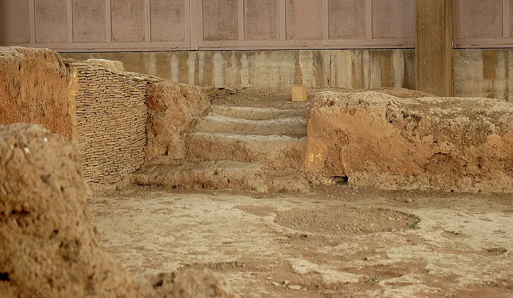 Stairway to the second story in the House of the Tiles, an Early Helladic II palace in Lerna, Greece.