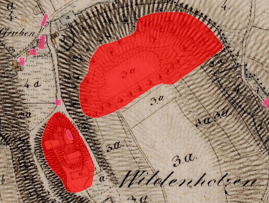 Lageplan von Burgstall Wildenholzen auf dem Urkataster von Bayern