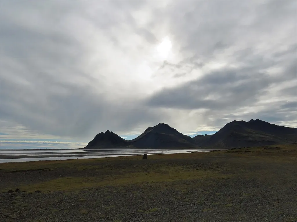 Vestrahorn depuis Fjarðarheiði, Sveitarfélagið Hornafjörður, Islande