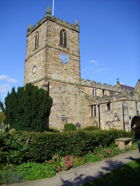 All Saints, Kirkbymoorside. View of the church from the south west, showing the mostly 18thC tower.