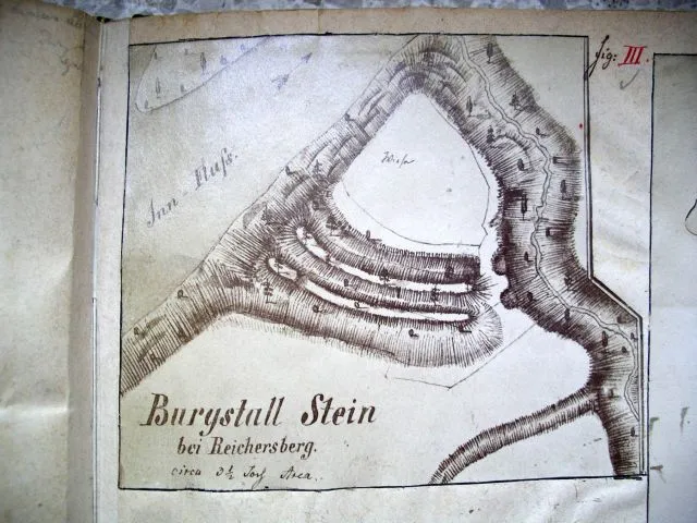 Planskizze (Tab. H, Fig. 3) der Burg Stein von Johann Ev. Lamprecht