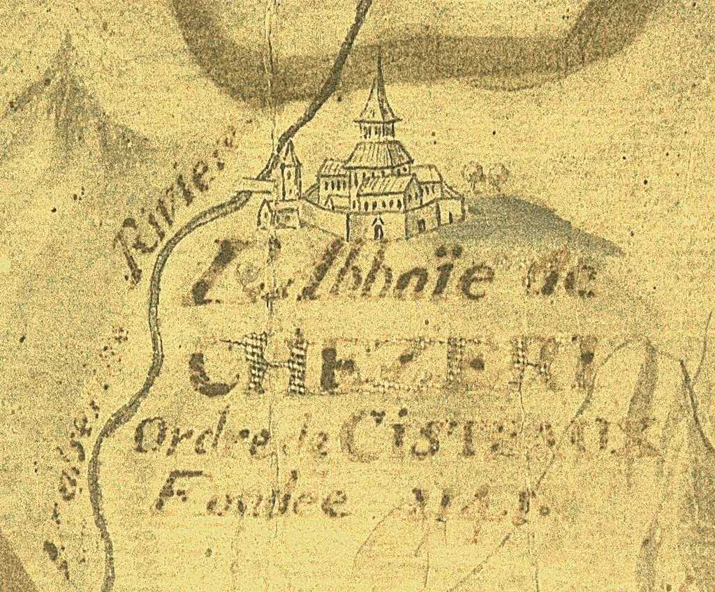 Représentation de l'Abbaye de Chézery à une période inconnue (avant 1706).