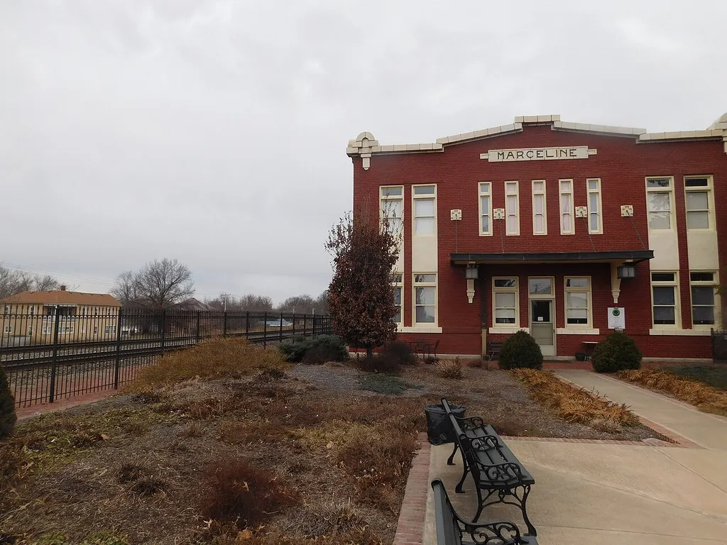 The former Atchison, Topeka and Santa Fe Railway in Marceline, Missouri.