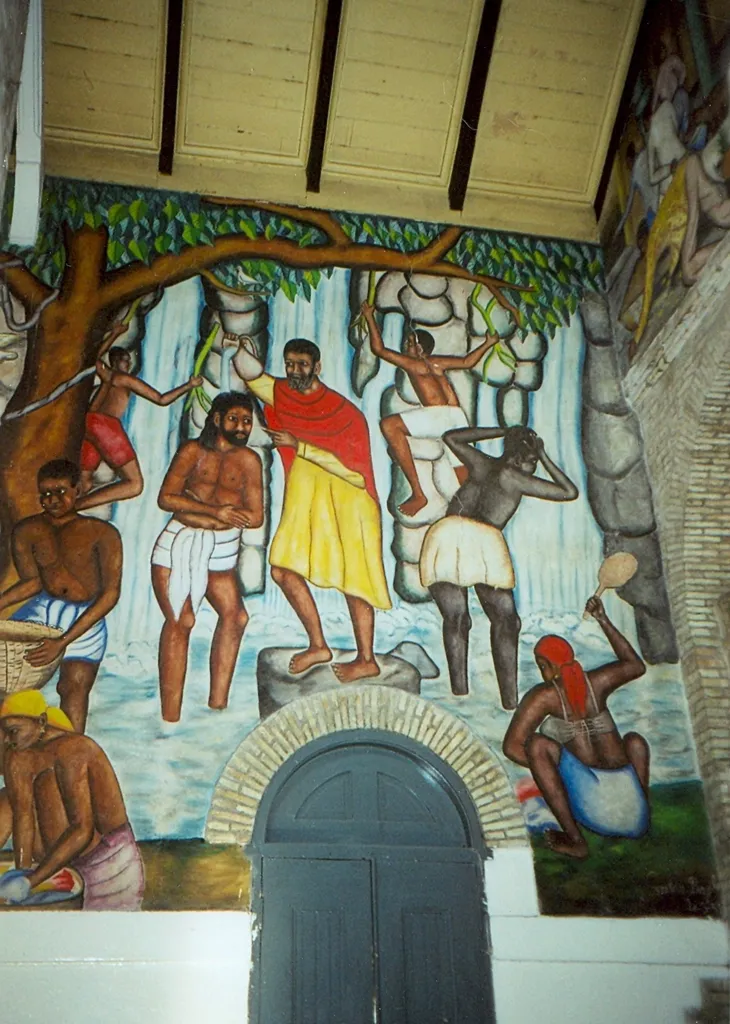 A mural depicting the baptism of Jesus, Cathédrale de Sainte Trinité, Port-au-Prince, Haiti.