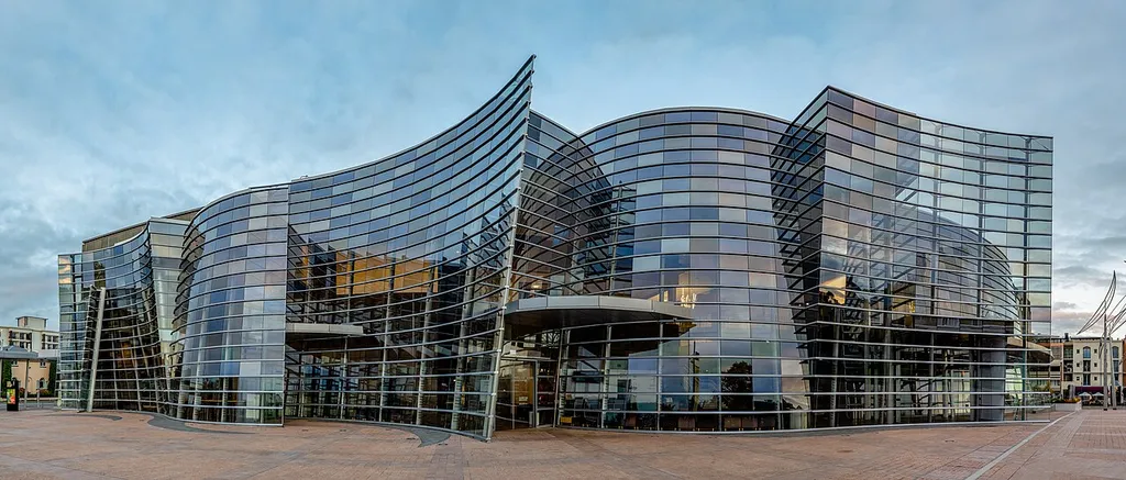 Christchurch Art Gallery during the blue hour, Christchurch, New Zealand