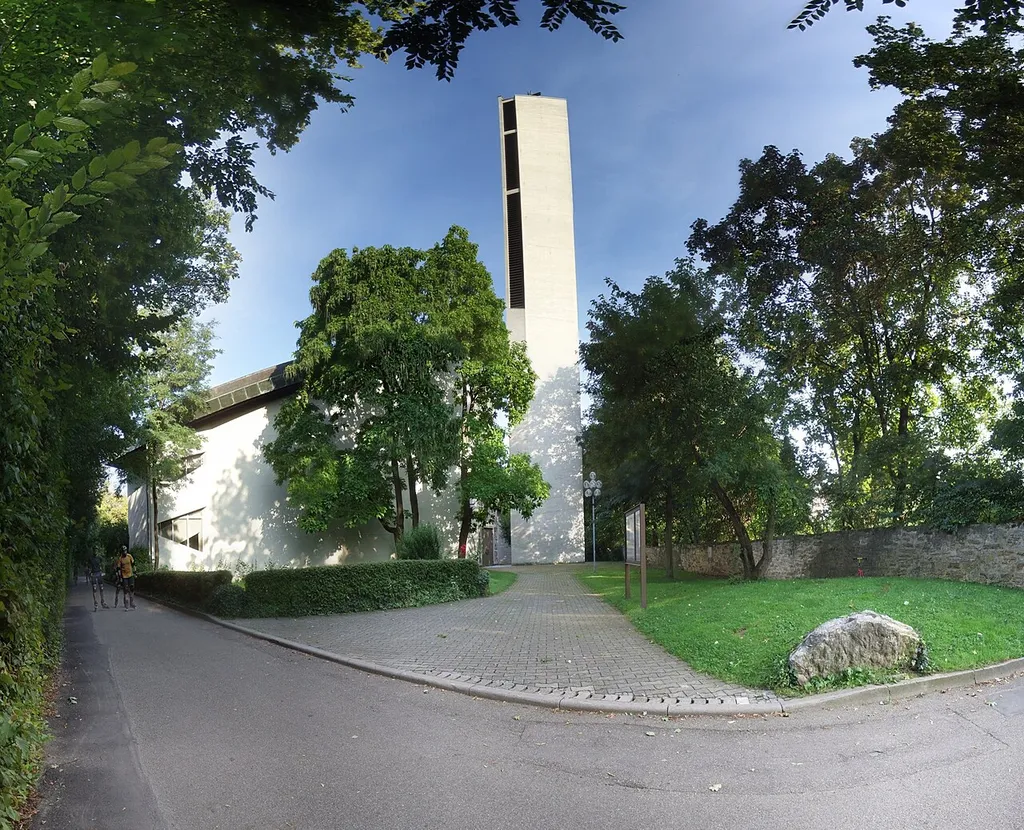 Panorama view of St. Maria, catholic church of Ditzingen, Germany