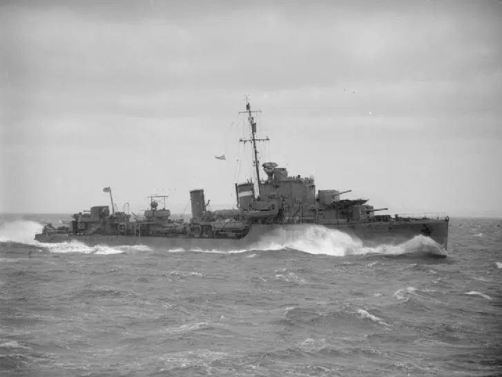 IWM caption : HMS INTREPID, one of the destroyers acting as a screen when the Home Fleet sailed north to cover a convoy to Russia