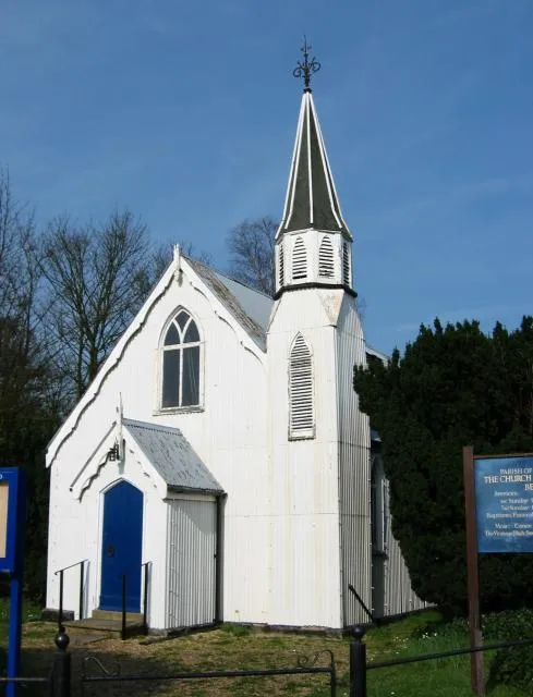 The Church of The Ascension near Bedmond, England. A perfect example of the tin tabernacle design, and still in fairly good condition.