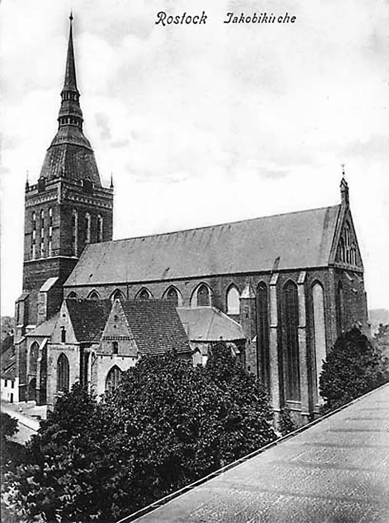 Jacobikirche Rostock; has been destroyed accidentally (probably) during the break of a WW2 bunker because it has already been hit by allied bombs 1942.