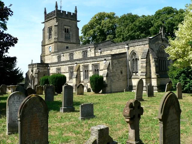 All Saints' parish church, Slingsby, North Yorkshire, seen from the southeast