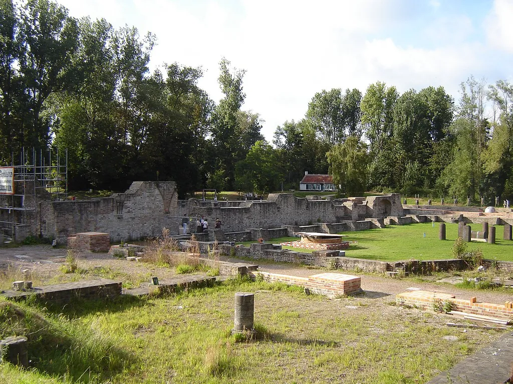 Ruins and excavations of the former Cistercian abbey Onze-Lieve-Vrouw Ten Duinen (Our Lady of the Dunes) in Koksijde. Koksijde, West Flanders, Belgium