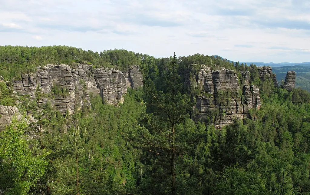 Sandstone roctks round the Pravčická brána (Prebischtor) in a part of national park Bohemian Switzerland and national natural monument, Děčín District