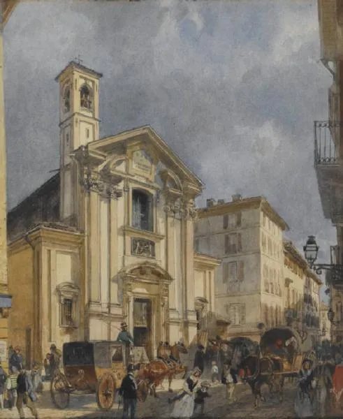 Paint of the demolished church of San Giovanni Laterano, Milan. Riccardo Luigi, 1850 ca