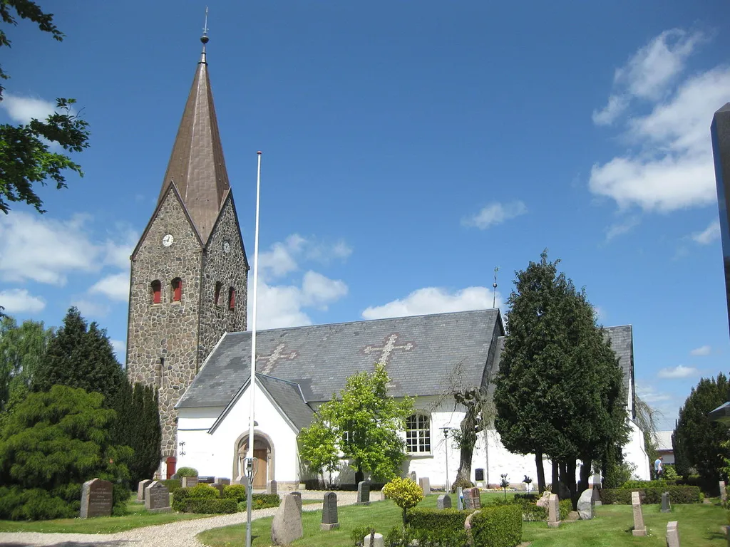 The church "Bov Kirke" in the northern part of the small town "Padborg". The town is located in Southern Jutland, Denmark, close to the German border.