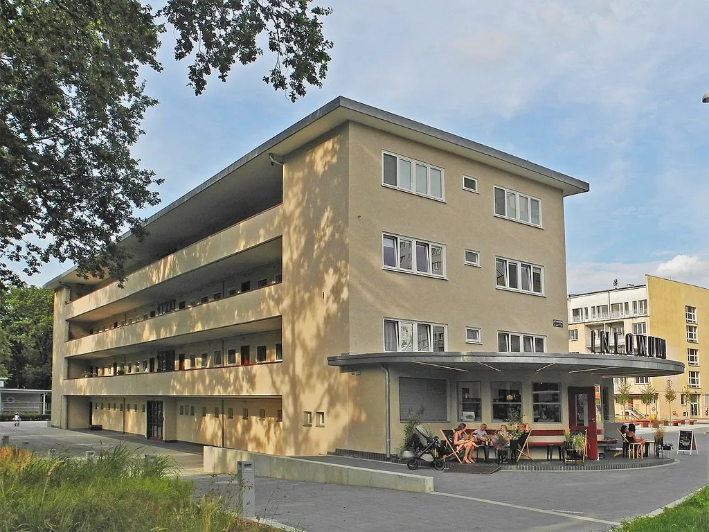 Modernist WUWA building numer 1, 2 Tramwajowa Street, Wrocław, Poland. Architects Paul Heim and Albert Kempter.