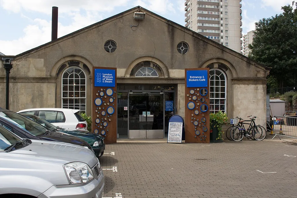 The entrance and car park of the London Museum of Water &amp; Steam